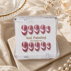 Almond Handmade 10pcs Press on Nails with Cat Eye Effect Solid Color