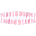 Floral French Tip Press-on Nails , 24pcs Full Size 464