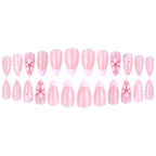Floral French Tip Press-on Nails , 24pcs Full Size