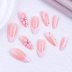Floral French Tip Press-on Nails , 24pcs Full Size