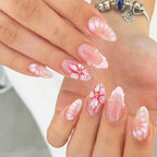 Floral French Tip Press-on Nails , 24pcs Full Size