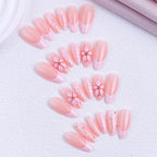 Floral French Tip Press-on Nails , 24pcs Full Size