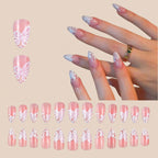 Floral French Tip Press-on Nails , 24pcs Full Size