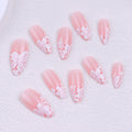 Floral French Tip Press-on Nails , 24pcs Full Size
