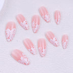 Floral French Tip Press-on Nails , 24pcs Full Size
