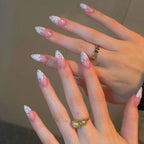 Floral French Tip Press-on Nails , 24pcs Full Size