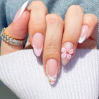 Floral French Tip Press-on Nails , 24pcs Full Size