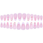 Floral French Tip Press-on Nails , 24pcs Full Size