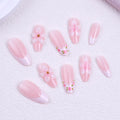 Floral French Tip Press-on Nails , 24pcs Full Size