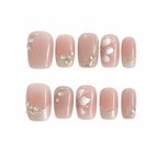 Floral Handmade 10pcs Press on Nails, Short Square Light Deluxe