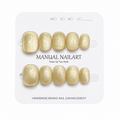 Short Square Handmade 10pcs Press on Nails with Cat Eye Effect