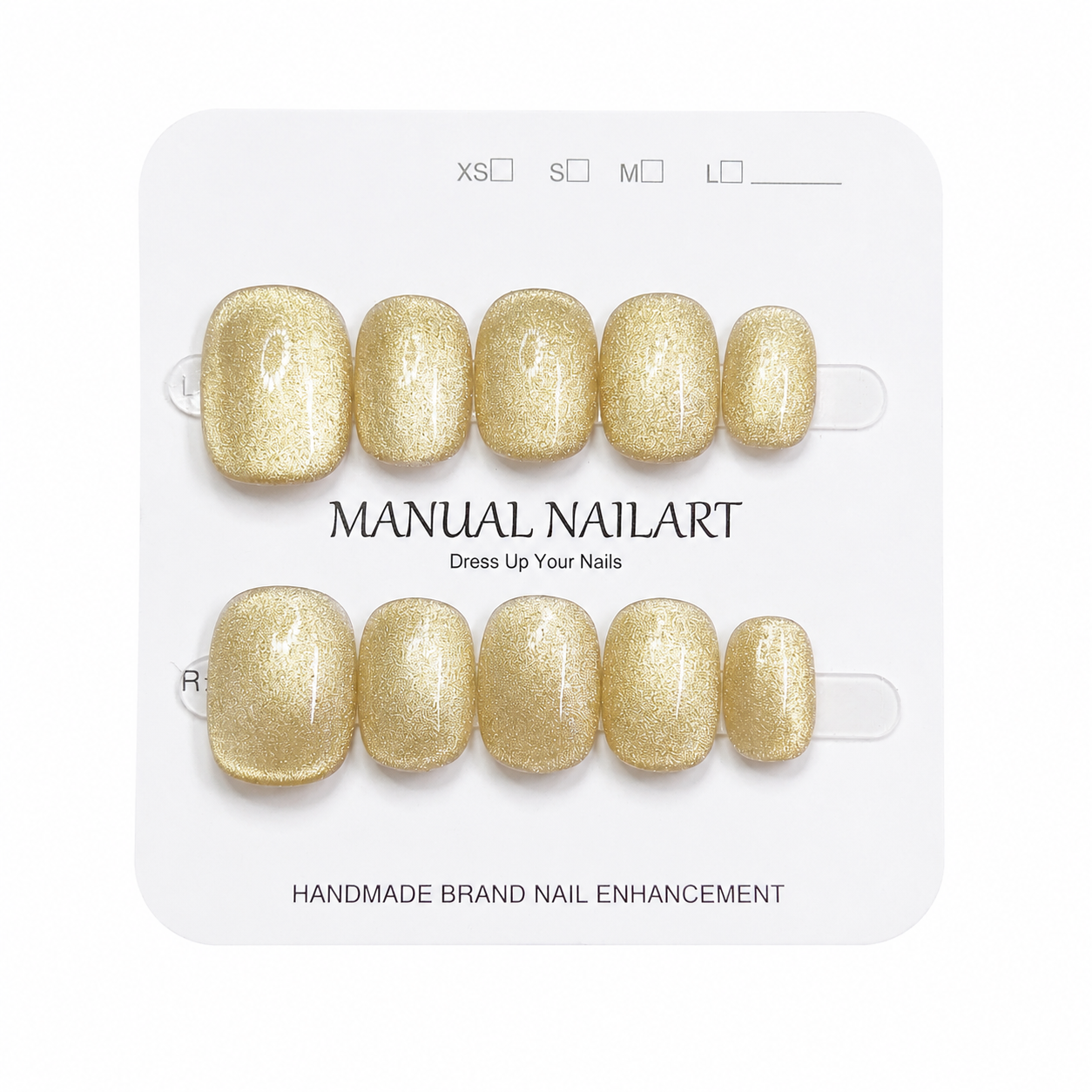 Short Square Handmade 10pcs Press on Nails with Cat Eye Effect