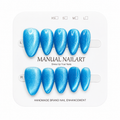 Almond Handmade 10pcs Press on Nails with Cat Eye Effect