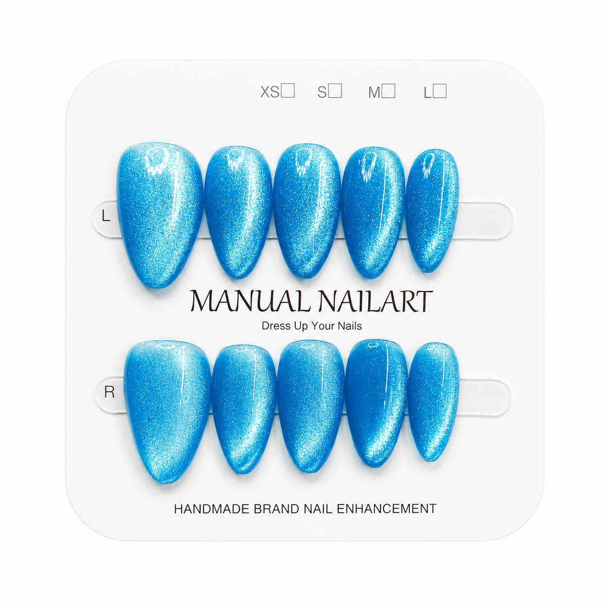 Almond Handmade 10pcs Press on Nails with Cat Eye Effect