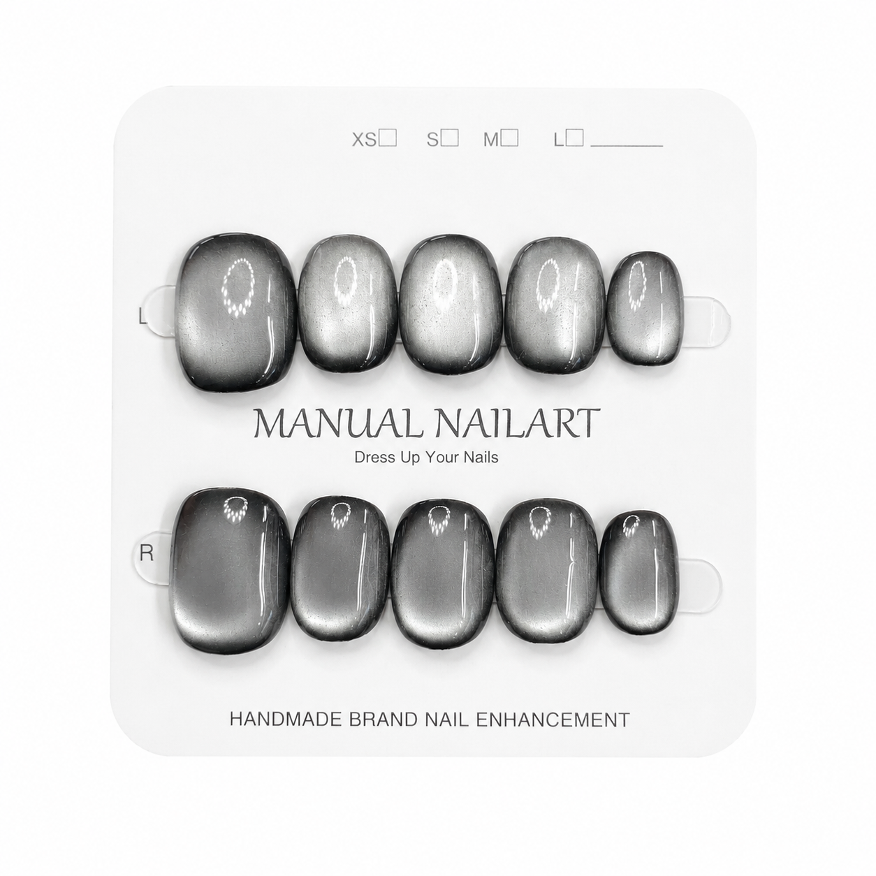 Short Square Handmade 10pcs Press on Nails with Cat Eye Effect
