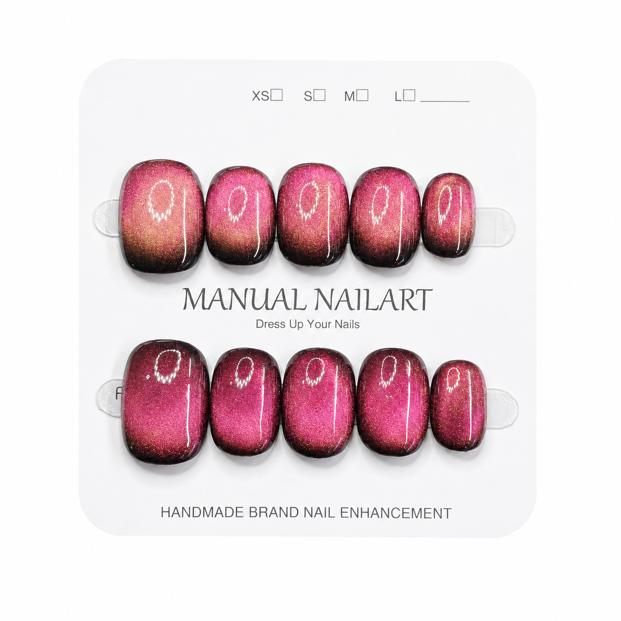 Short Square Handmade 10pcs Press on Nails with Cat Eye Effect
