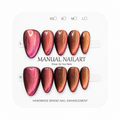 Almond Handmade 10pcs Press on Nails with Cat Eye Effect