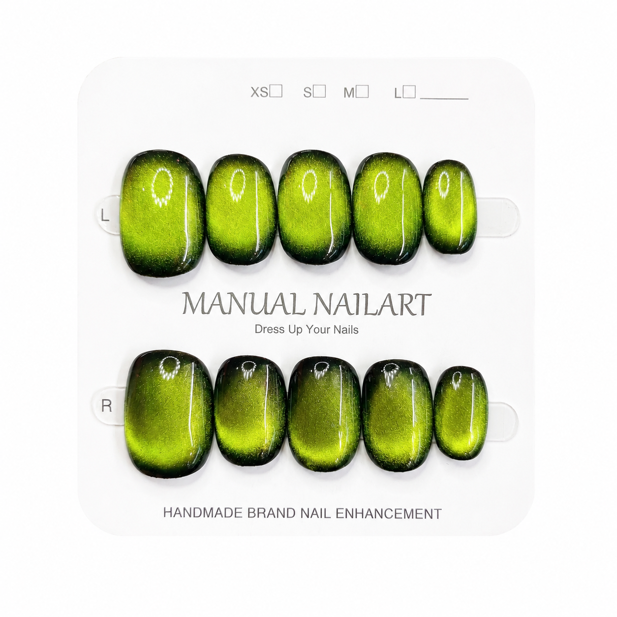 Short Square Handmade 10pcs Press on Nails with Cat Eye Effect