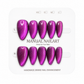 Almond Handmade 10pcs Press on Nails with Cat Eye Effect