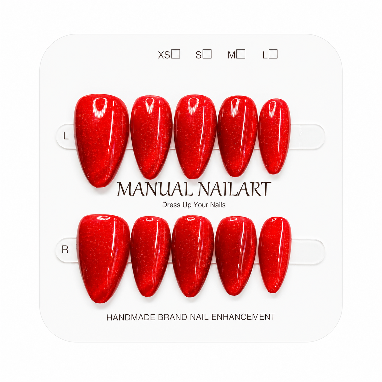 Almond Handmade 10pcs Press on Nails with Cat Eye Effect