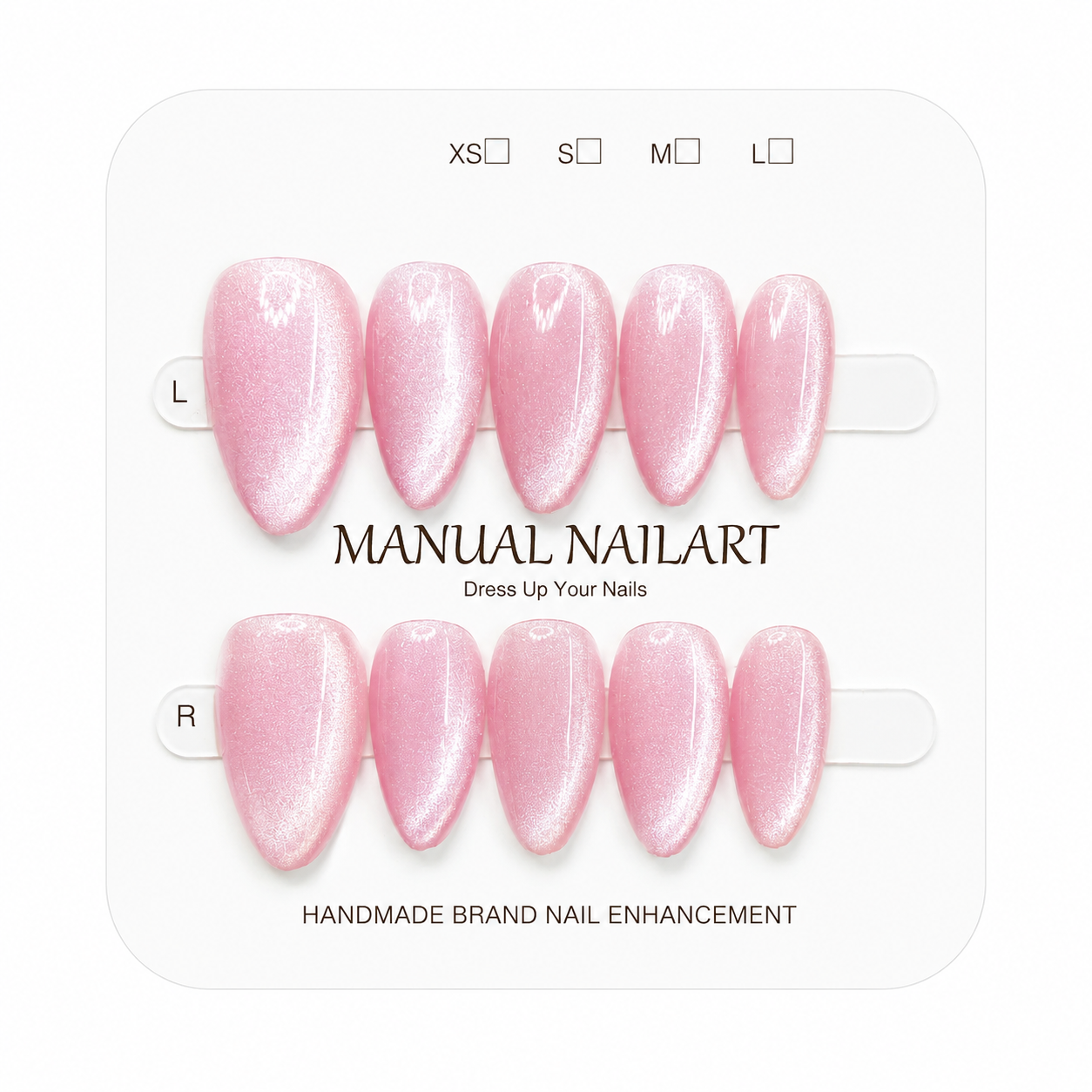 Almond Handmade 10pcs Press on Nails with Cat Eye Effect