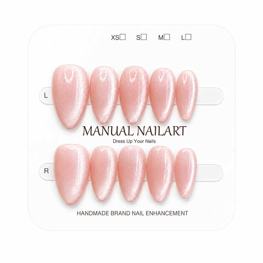Almond Handmade 10pcs Press on Nails with Cat Eye Effect