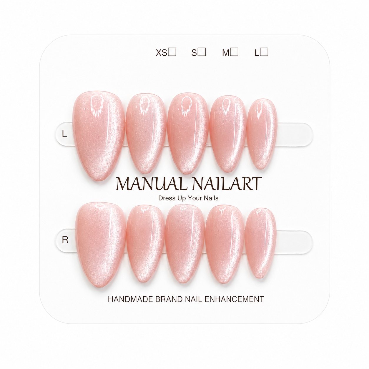 Almond Handmade 10pcs Press on Nails with Cat Eye Effect