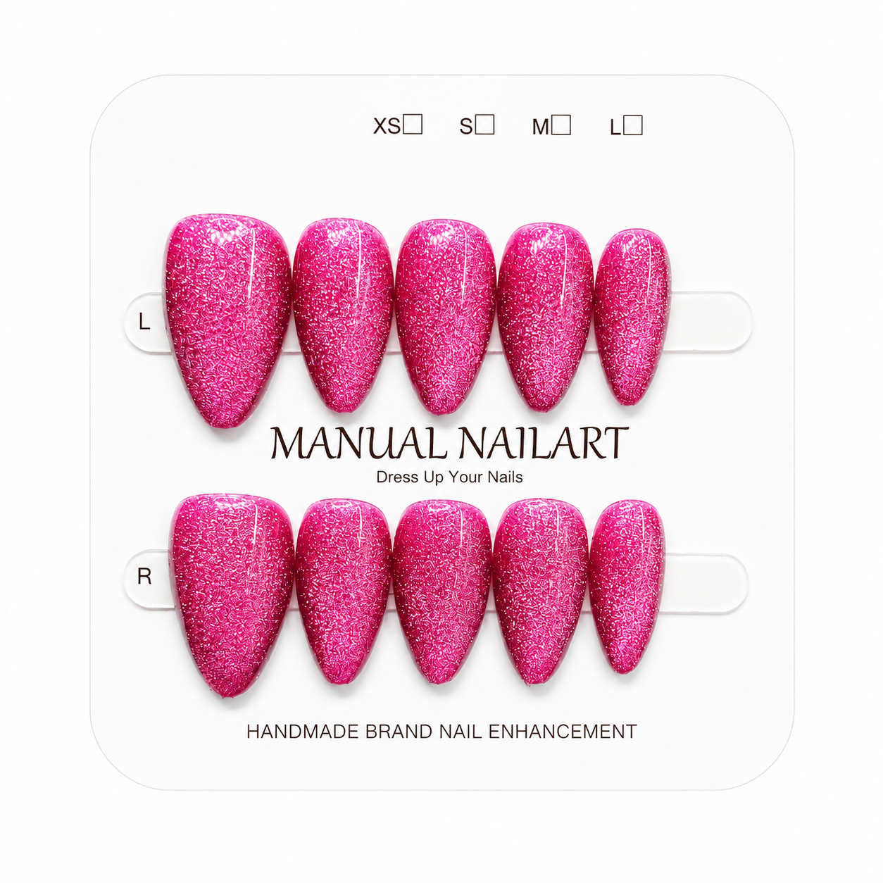 Almond Handmade 10pcs Press on Nails with Cat Eye Effect