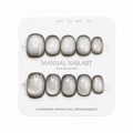 Short Square Handmade 10pcs Press on Nails with Cat Eye Effect