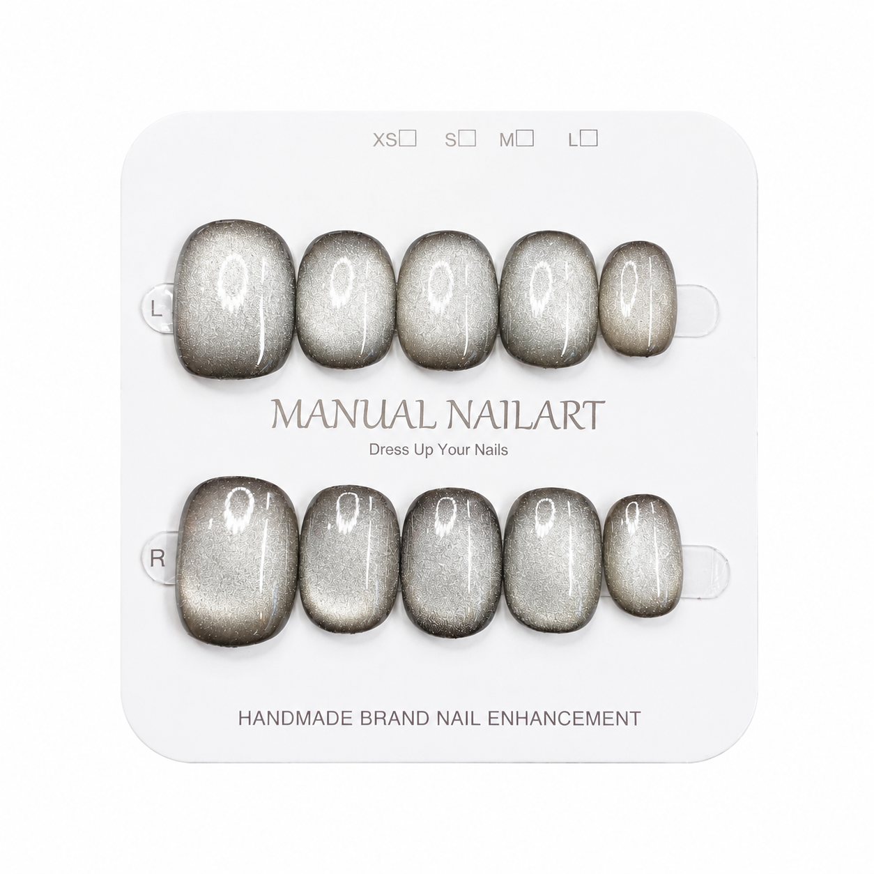 Short Square Handmade 10pcs Press on Nails with Cat Eye Effect