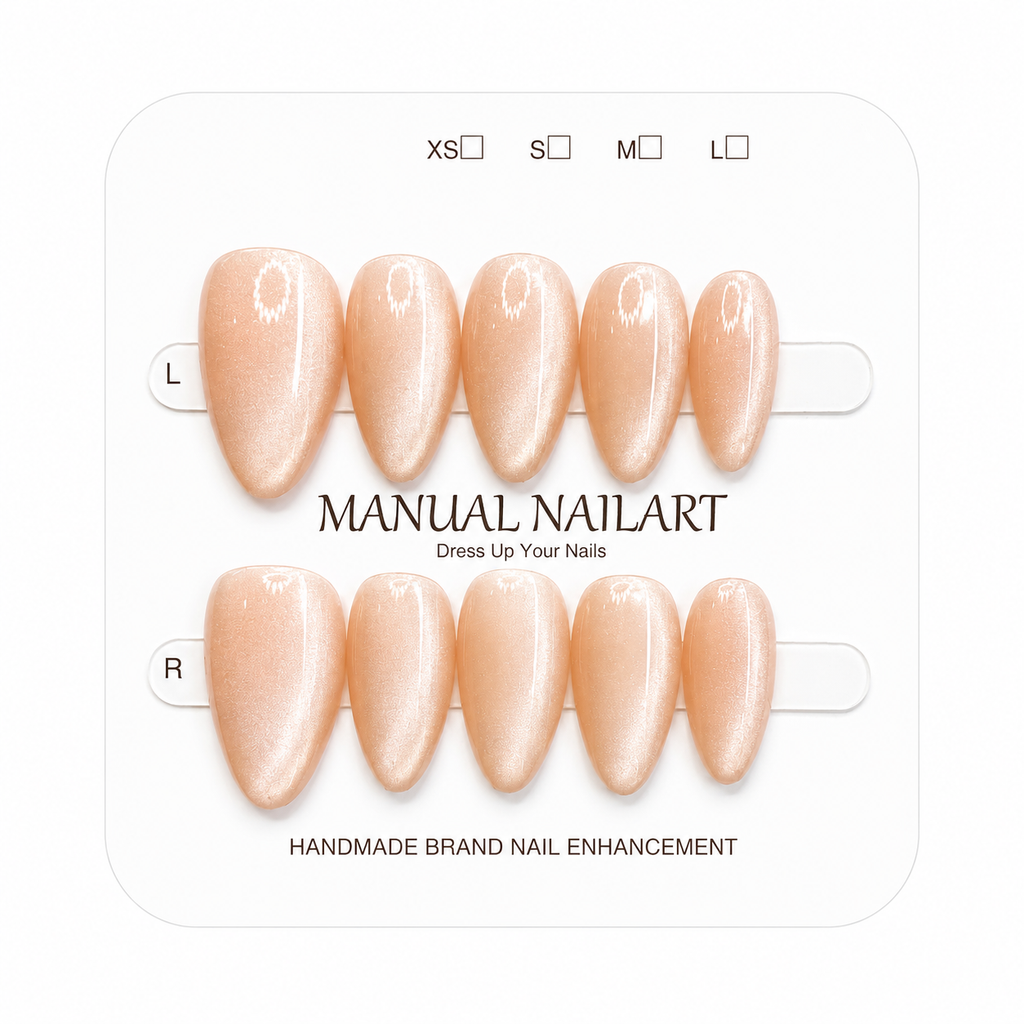 Almond Handmade 10pcs Press on Nails with Cat Eye Effect