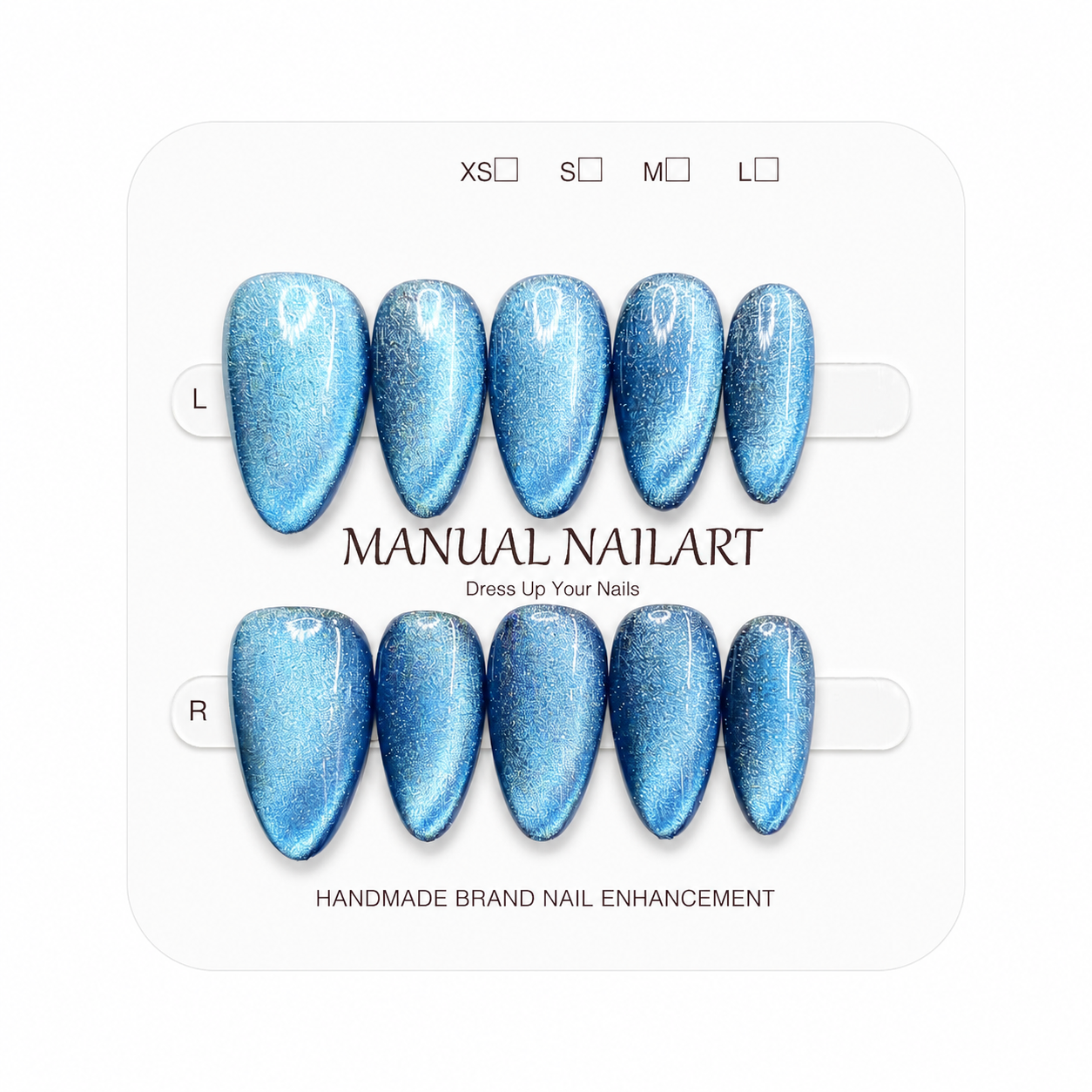 Almond Handmade 10pcs Press on Nails with Cat Eye Effect