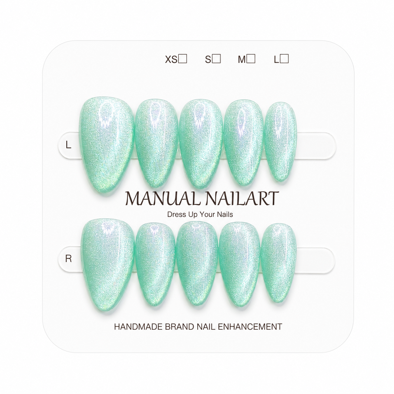 Almond Handmade 10pcs Press on Nails with Cat Eye Effect