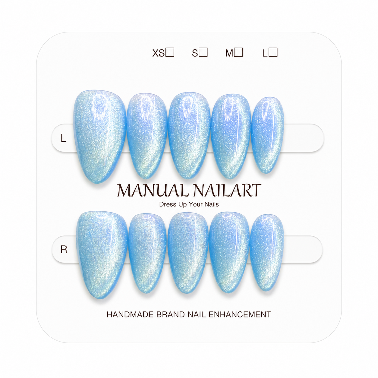 Almond Handmade 10pcs Press on Nails with Cat Eye Effect