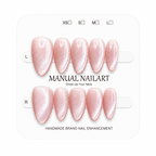 Almond Handmade 10pcs Press on Nails with Cat Eye Effect