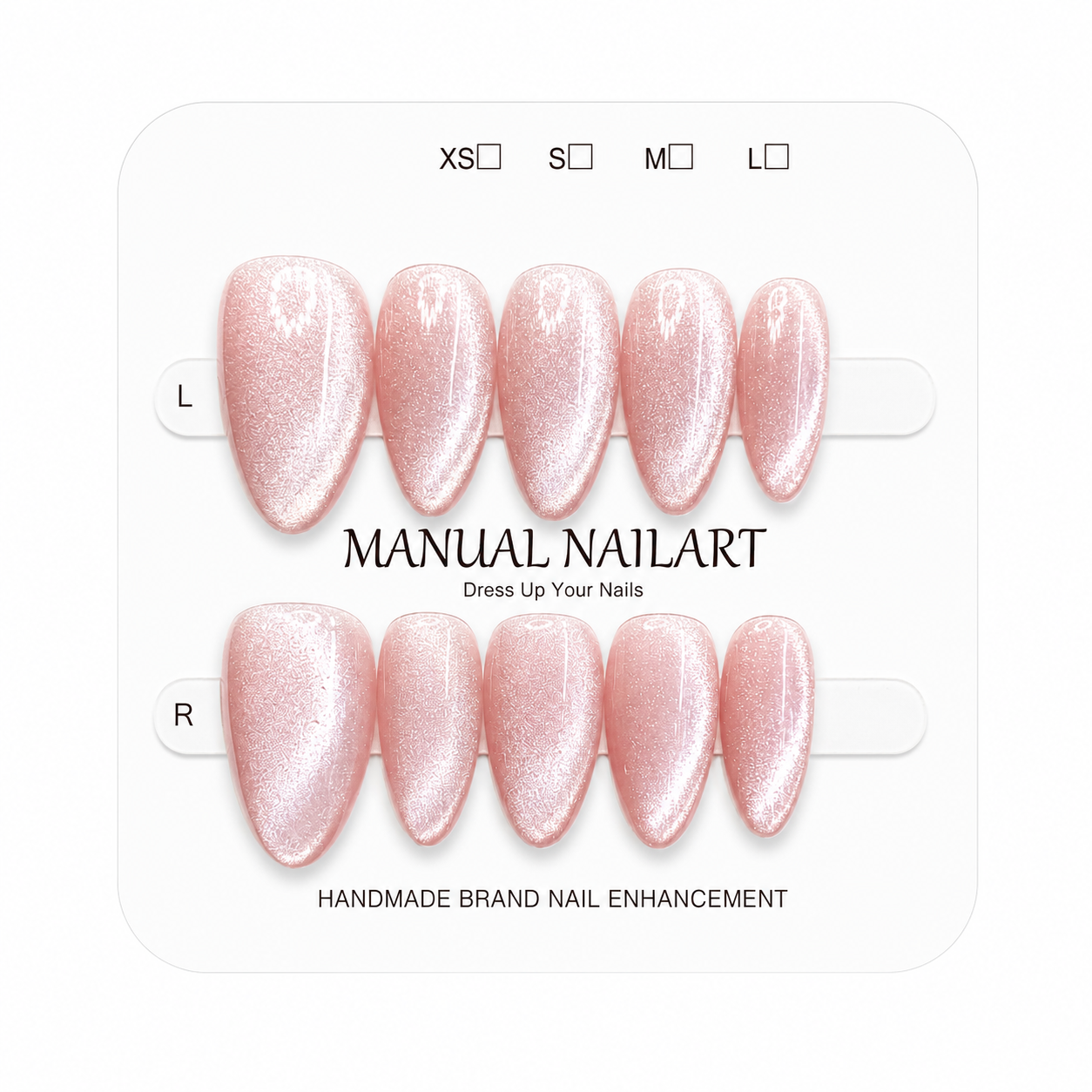 Almond Handmade 10pcs Press on Nails with Cat Eye Effect