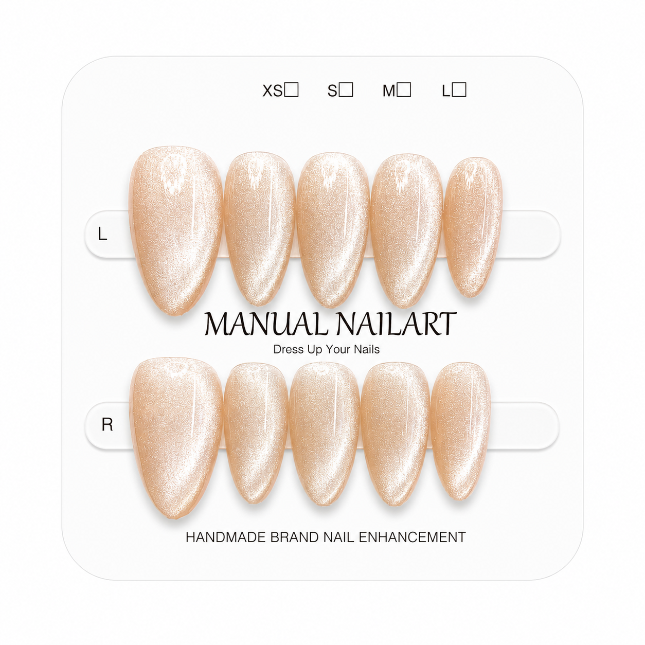 Almond Handmade 10pcs Press on Nails with Cat Eye Effect