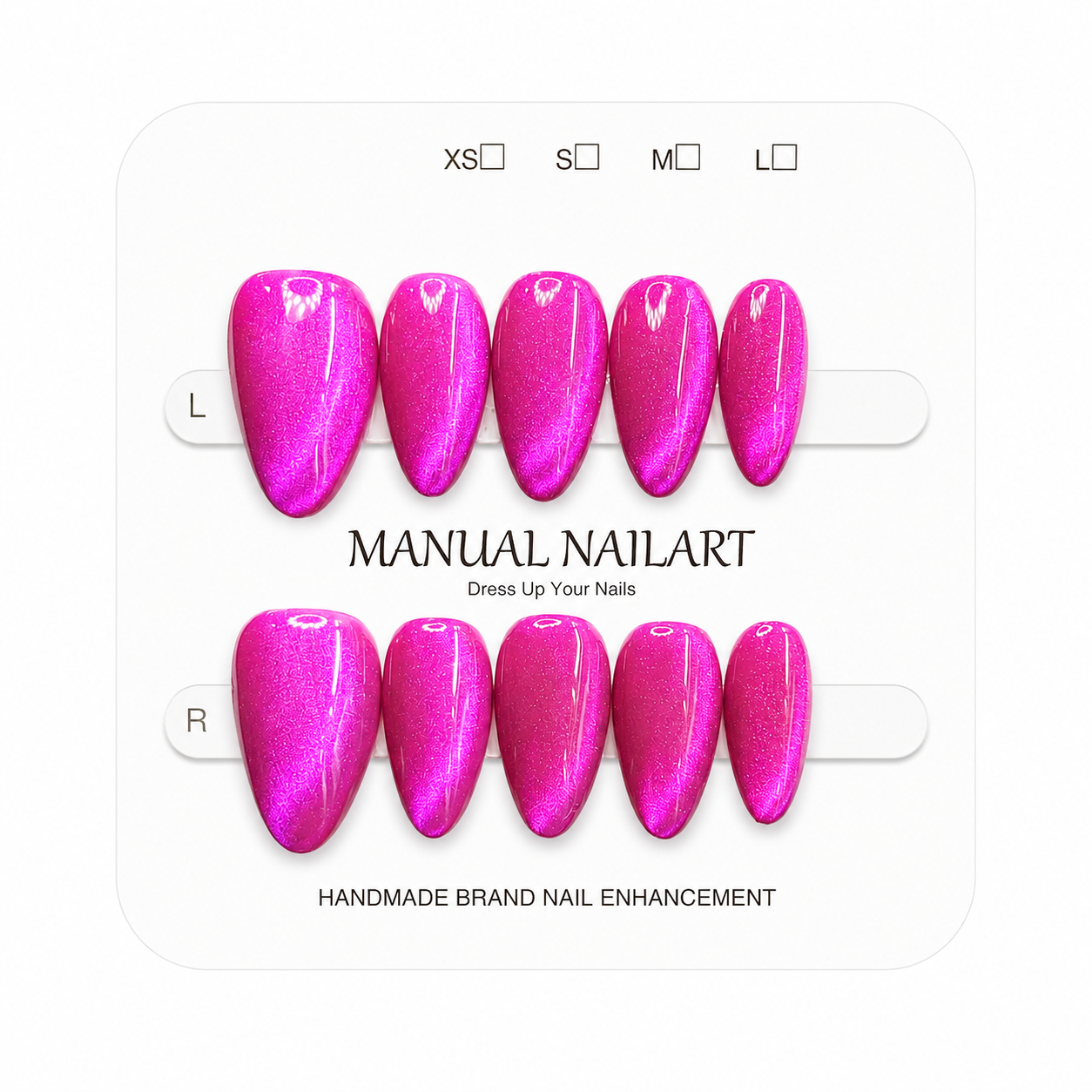 Almond Handmade 10pcs Press on Nails with Cat Eye Effect