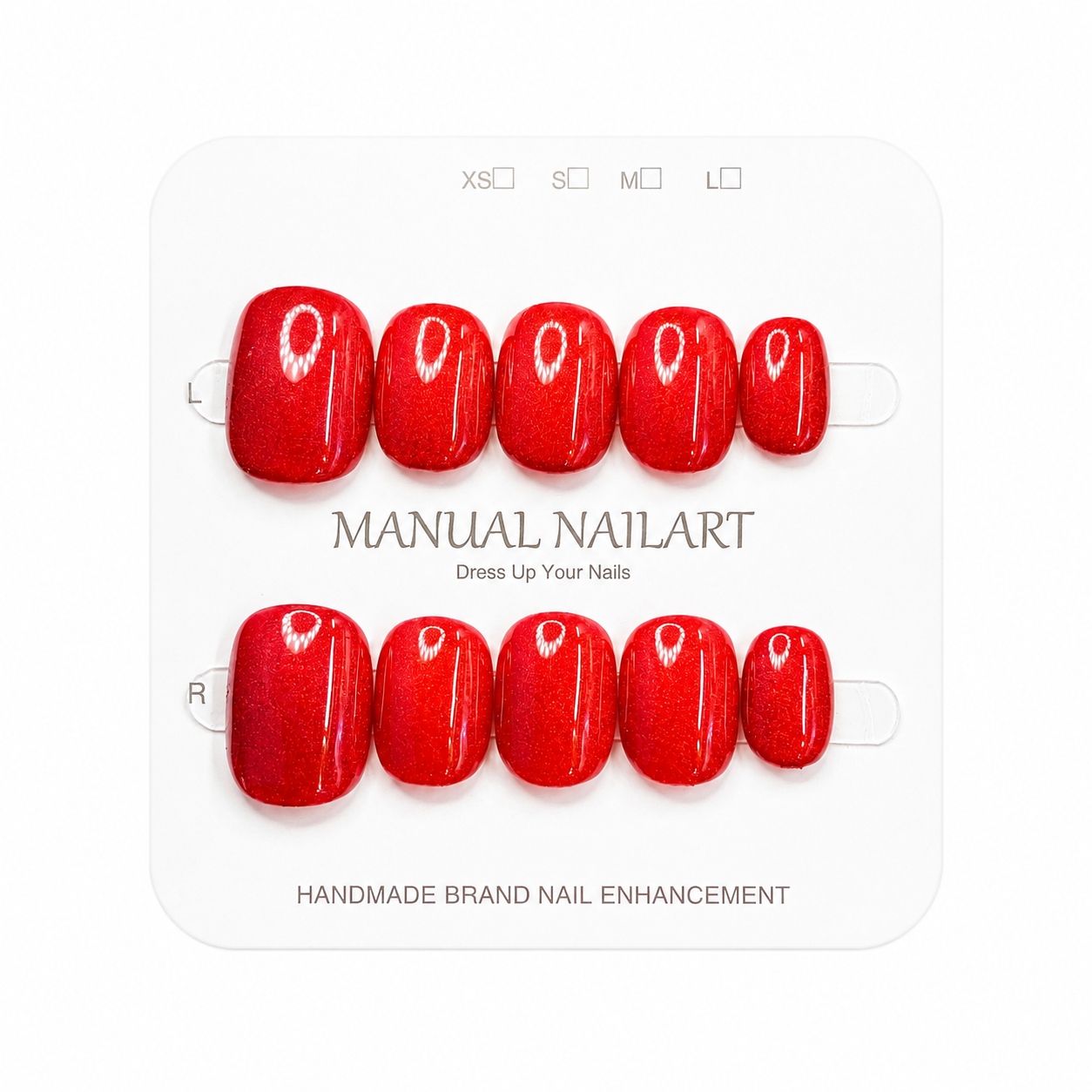 Short Square Handmade 10pcs Press on Nails with Cat Eye Effect
