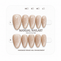 Almond Handmade 10pcs Press on Nails with Cat Eye Effect
