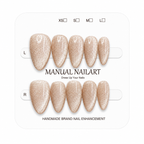Almond Handmade 10pcs Press on Nails with Cat Eye Effect