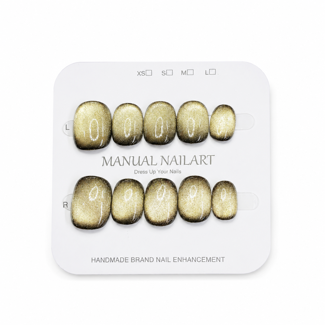 Short Square Handmade 10pcs Press on Nails with Cat Eye Effect