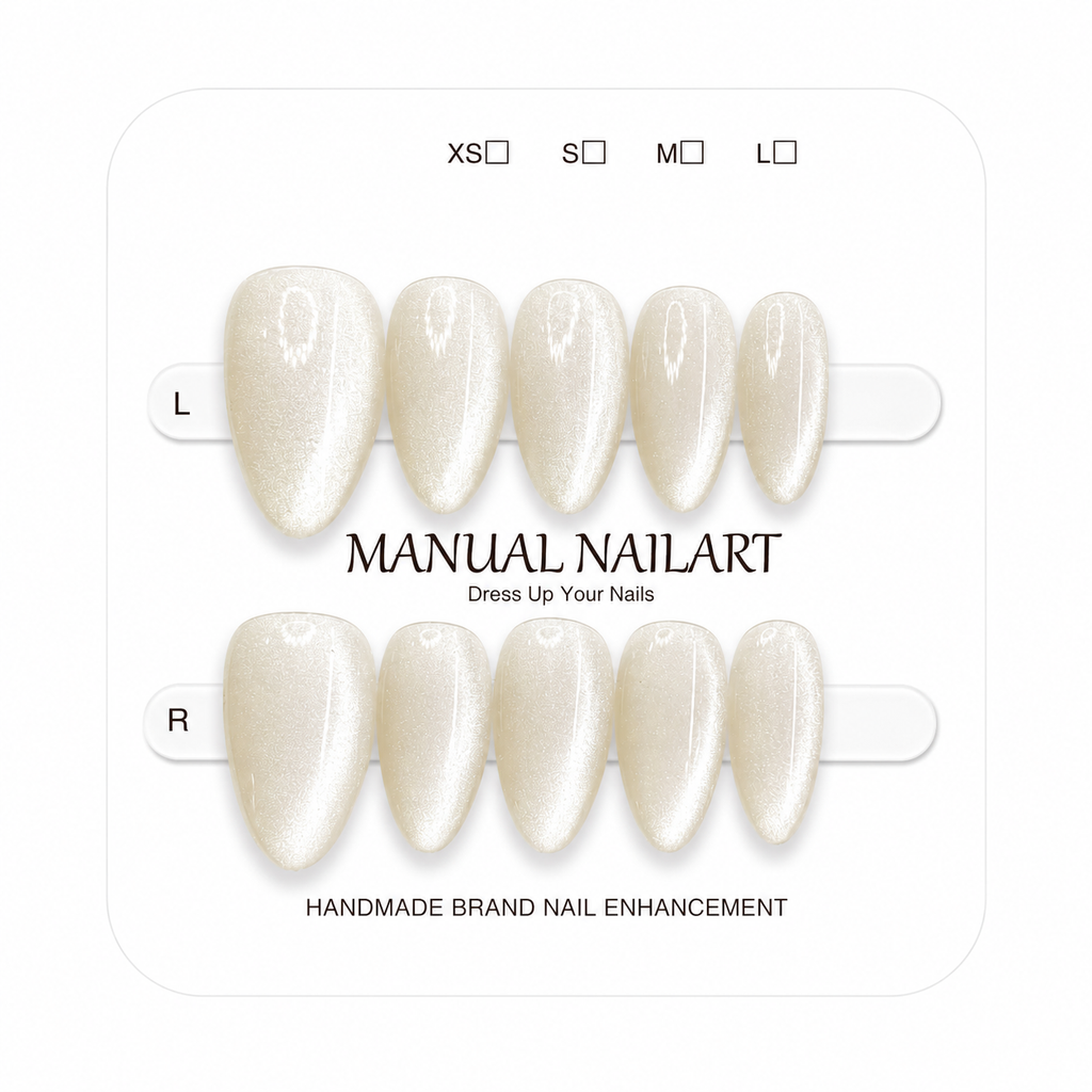 Almond Handmade 10pcs Press on Nails with Cat Eye Effect