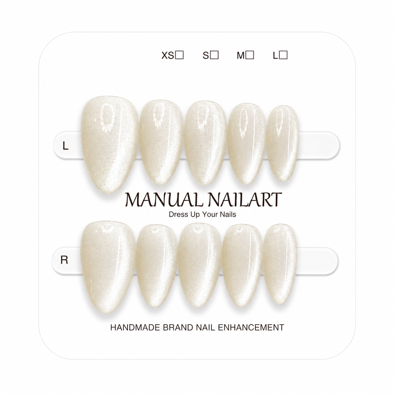 Almond Handmade 10pcs Press on Nails with Cat Eye Effect