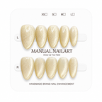 Almond Handmade 10pcs Press on Nails with Cat Eye Effect