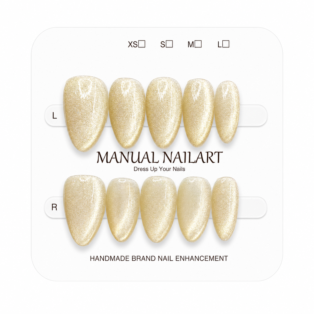 Almond Handmade 10pcs Press on Nails with Cat Eye Effect