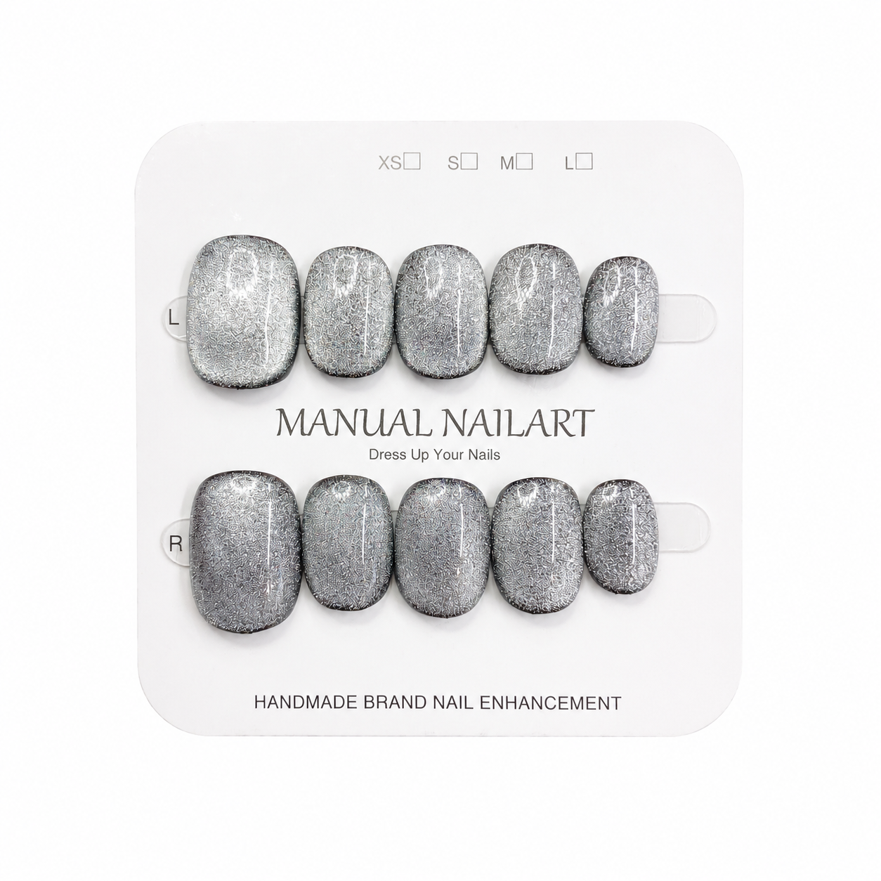Short Square Handmade 10pcs Press on Nails with Cat Eye Effect