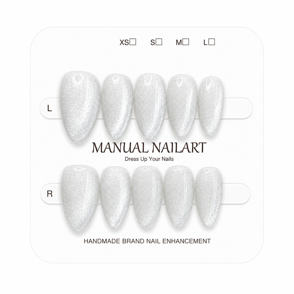 Almond Handmade 10pcs Press on Nails with Cat Eye Effect