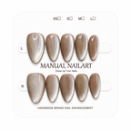 Almond Handmade 10pcs Press on Nails with Cat Eye Effect