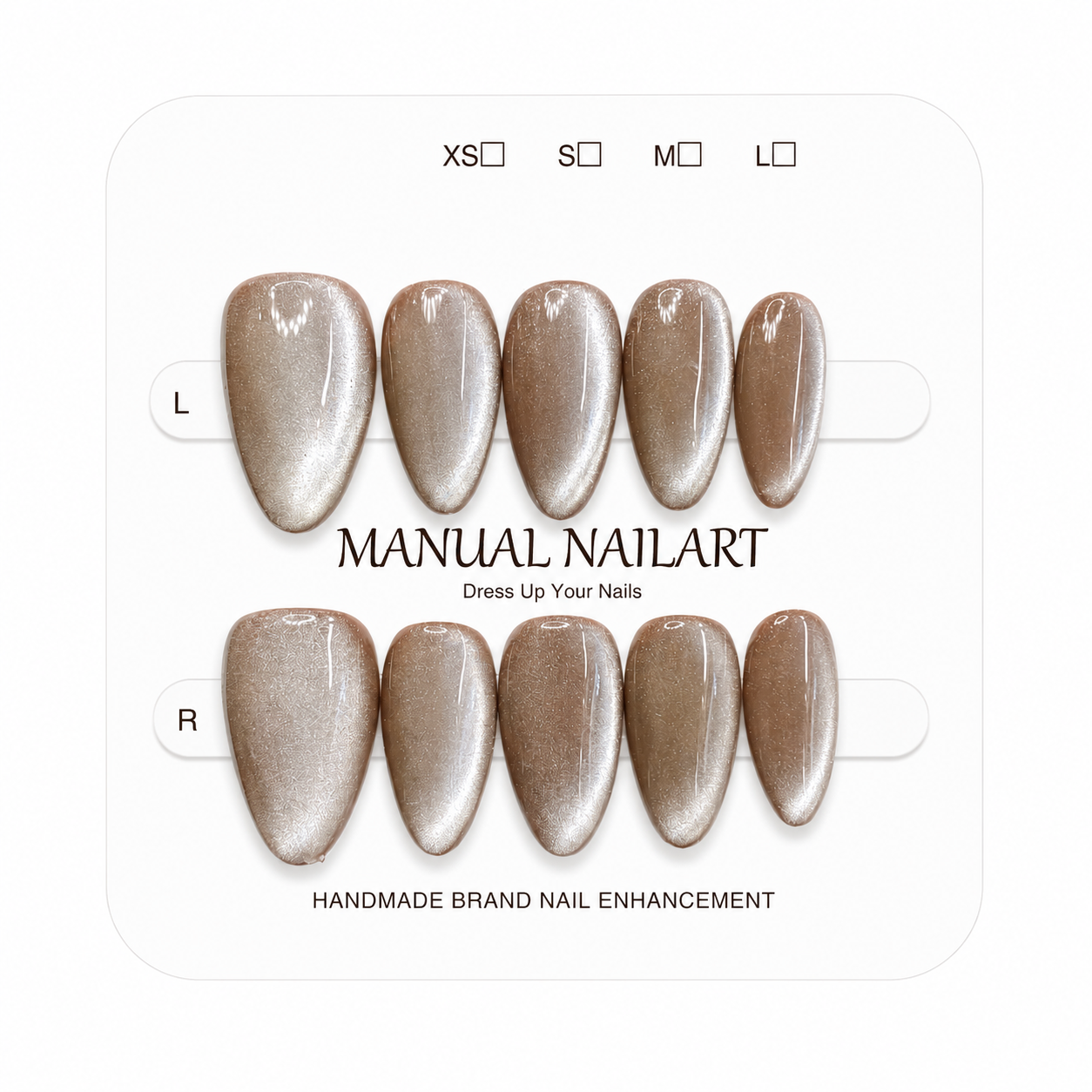 Almond Handmade 10pcs Press on Nails with Cat Eye Effect